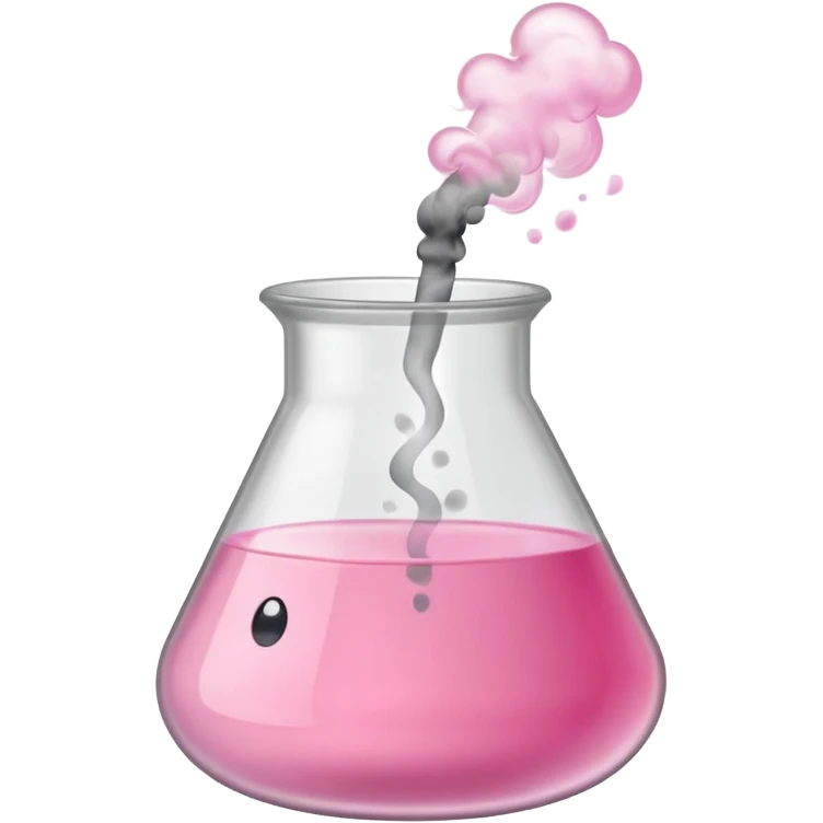 pink beaker with smoke no face one tube pink liquid emoji