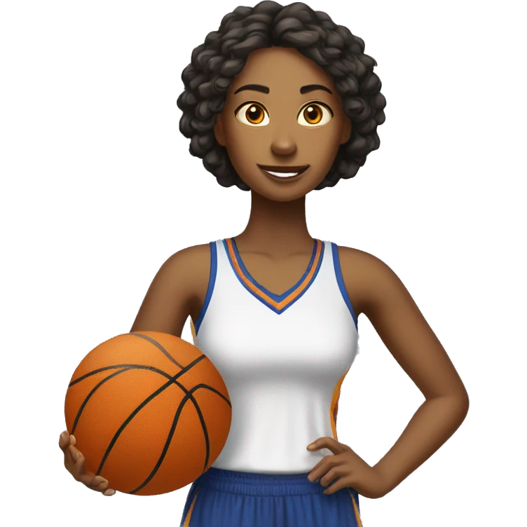 Chica vestida elegante y con una pelota de baloncesto  emoji