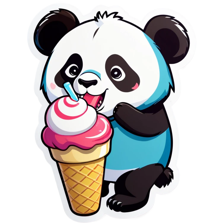 Panda eating ice cream emoji
