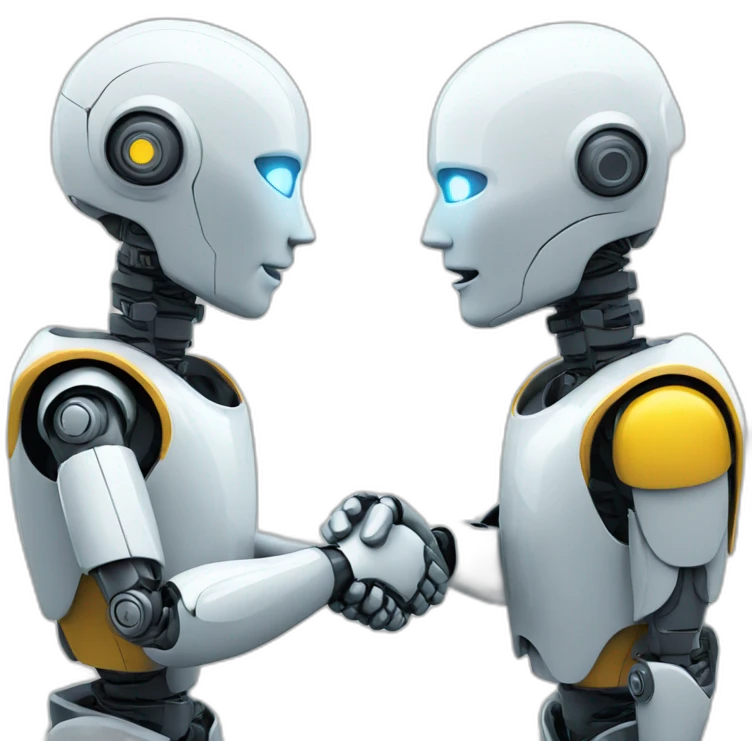 a robot and a person shaking hands emoji