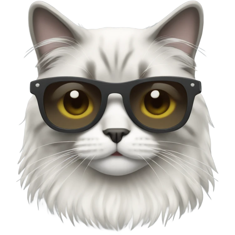 While and grey Ragdoll Cat with dark sunglasses emoji