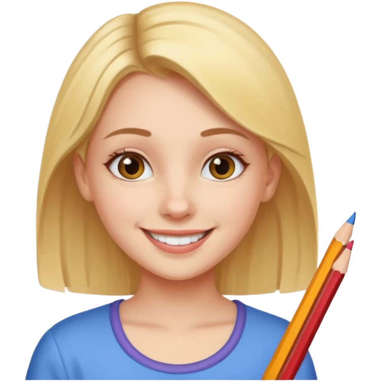 Girl coloring with pencils emoji