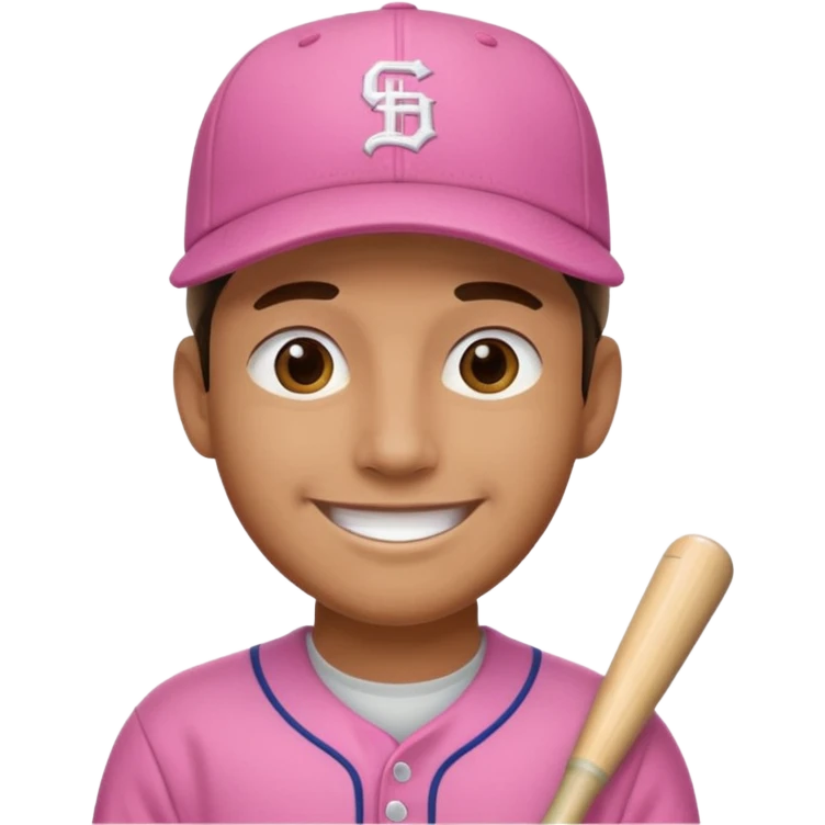 man with pink jersey and baseball hat emoji