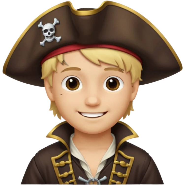 boy with blond hair that is dressed as a pirate emoji