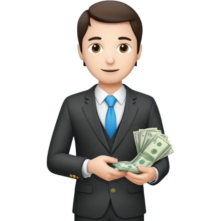 CEO with money in his hands donating to a hospital emoji