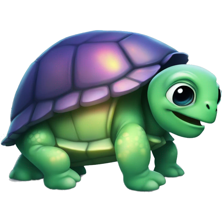Dark iridescent turtle glowing emoji