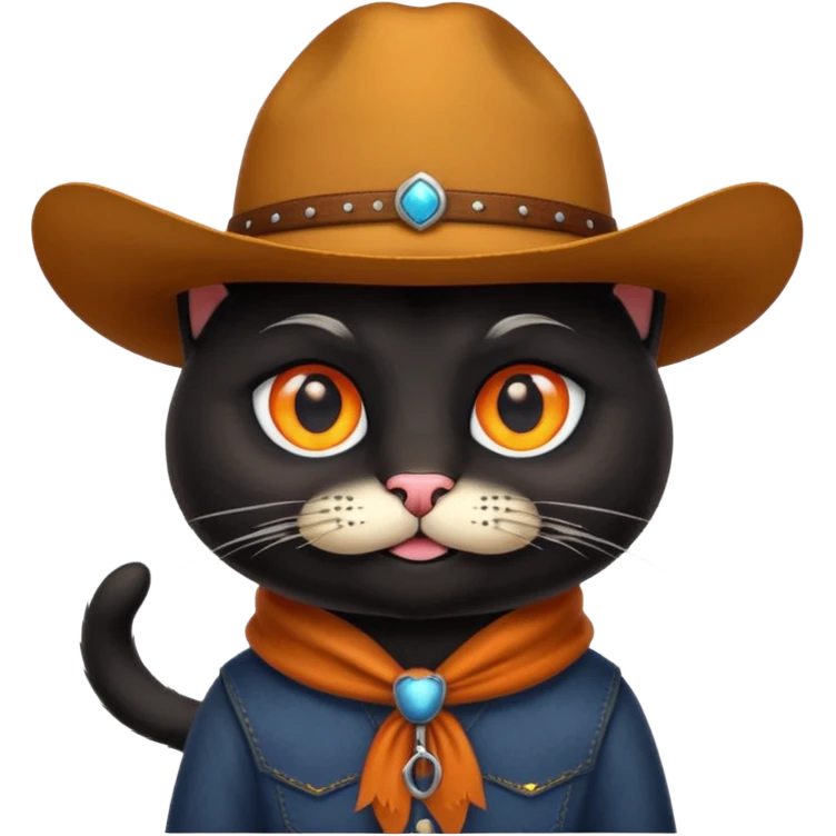 combine the cowboy empjis with a bclack cat emoji and make it have a moustache emoji