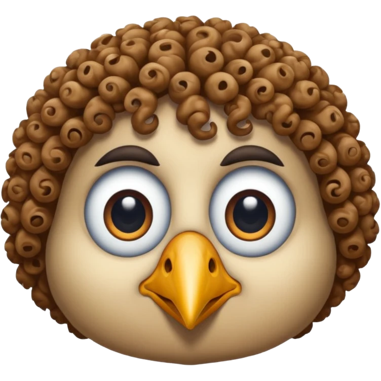 bird with curly hair two eye emoji
