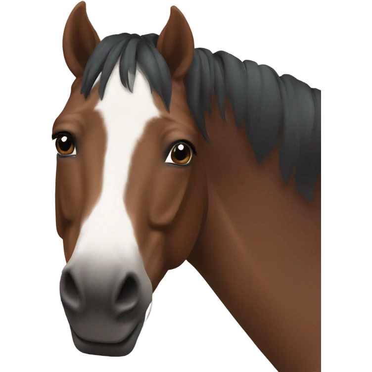 Bay horse with small white circle on forehead emoji