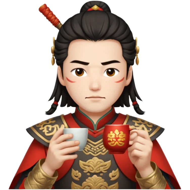 Lu bu squinting while drinking tea  emoji