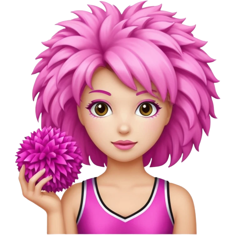 football cheerleader, hold a big cheering pom, pink and twinkle emoji