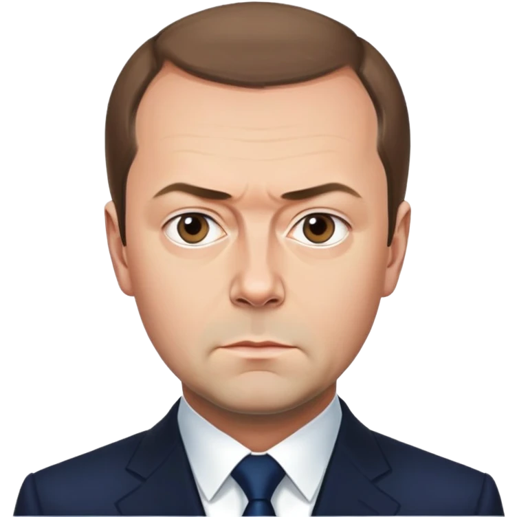 Dmitry Medvedev, round face, smooth finish, lifelike facial features, serious expression, bright background emoji