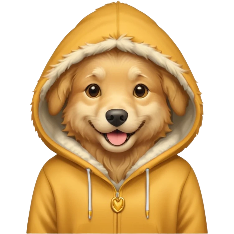 Golden retriever wearing a hoodie emoji