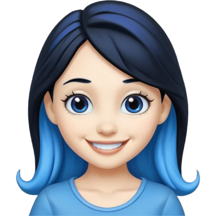 Smurffete with black hair and blue skin emoji emoji