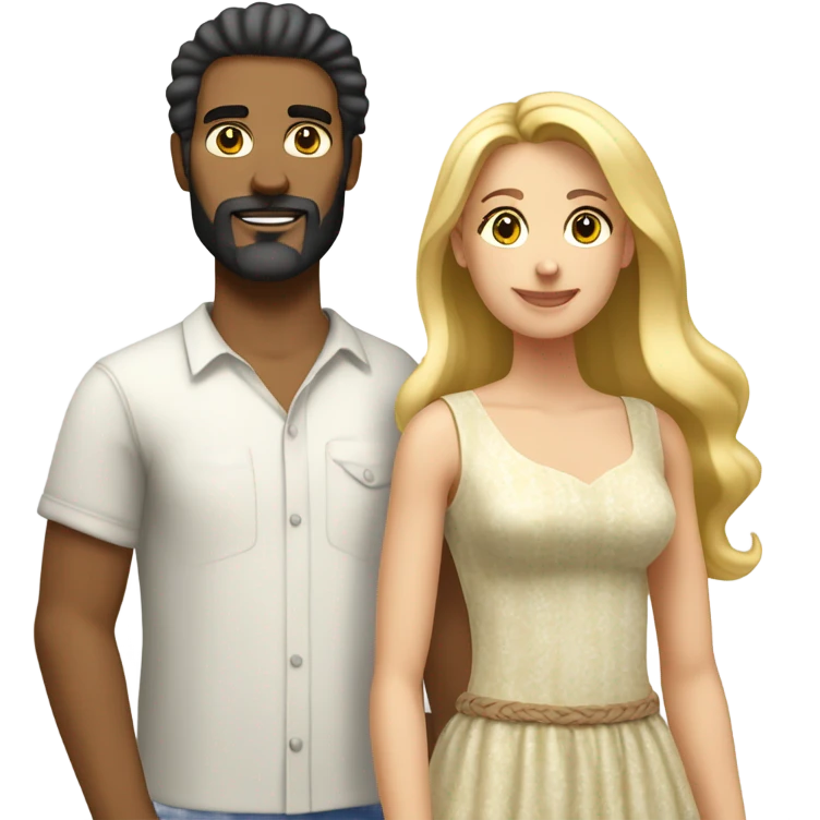 Cuban man with beard and his blonde wife emoji