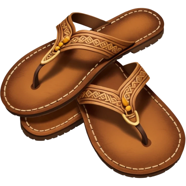 generate an ios genmoji of a kolhapuri chappal (brown) emoji