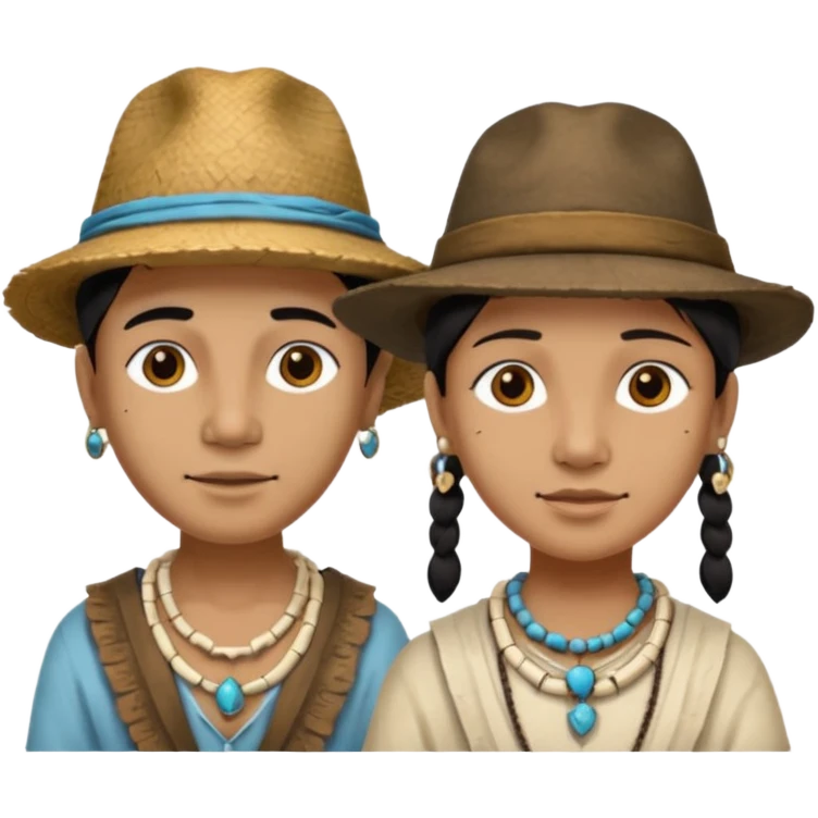 Hatted ancient People wearing Bone Necklaces emoji