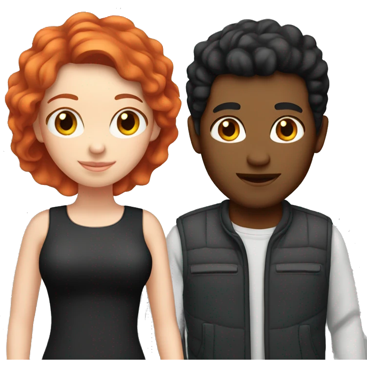 red haired girl with black haired boyfriend  emoji