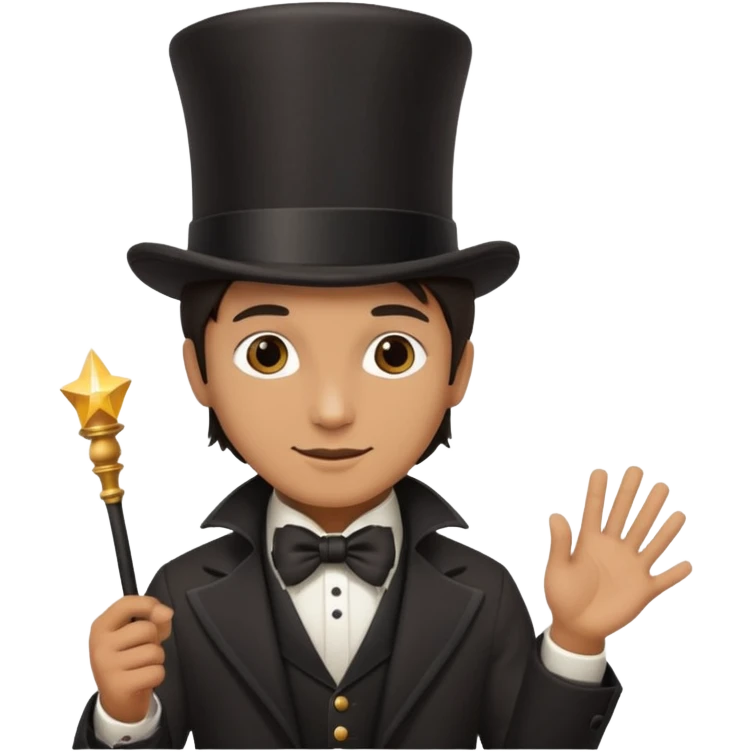 Magician with top hat,Street Performers. emoji