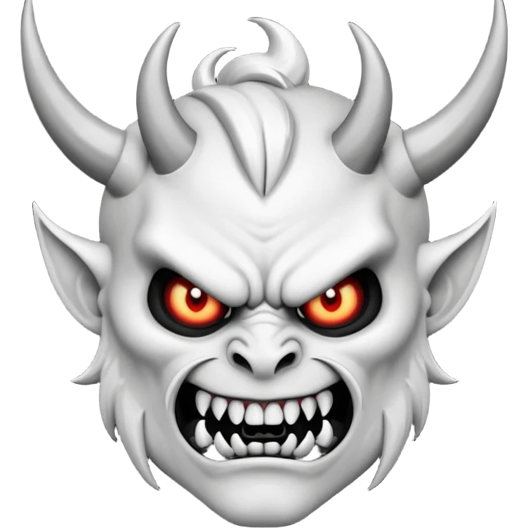 Balck and white angry deamon with sharp teeths emoji