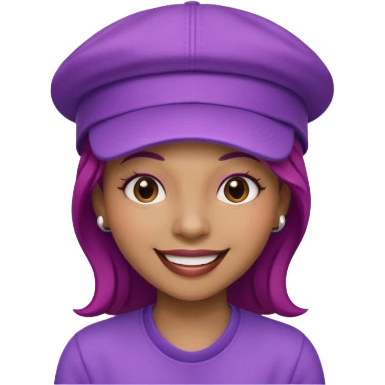 singer strawberry wearing purple cap emoji