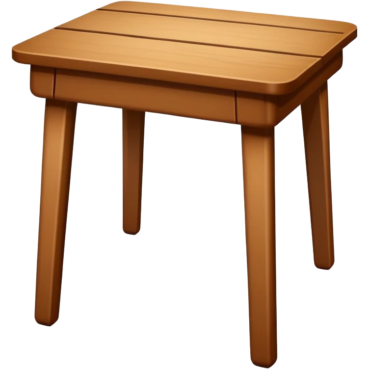 A flat, minimalistic, wooden table icon with four legs, viewed from the front, white background, no shadow, simple lines, high contrast, emoji design emoji