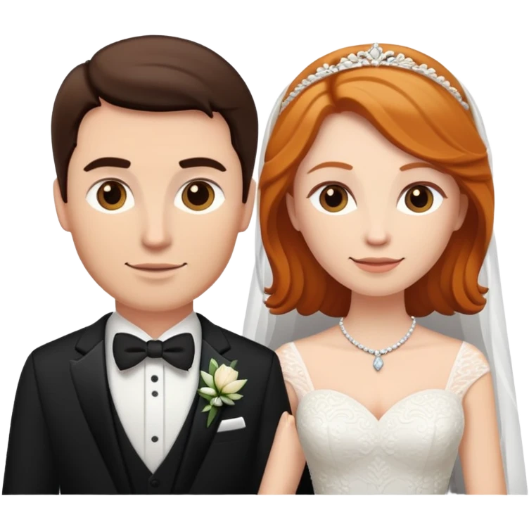 wedding couple with white man with dark brown hair and white woman with light ginger hair emoji