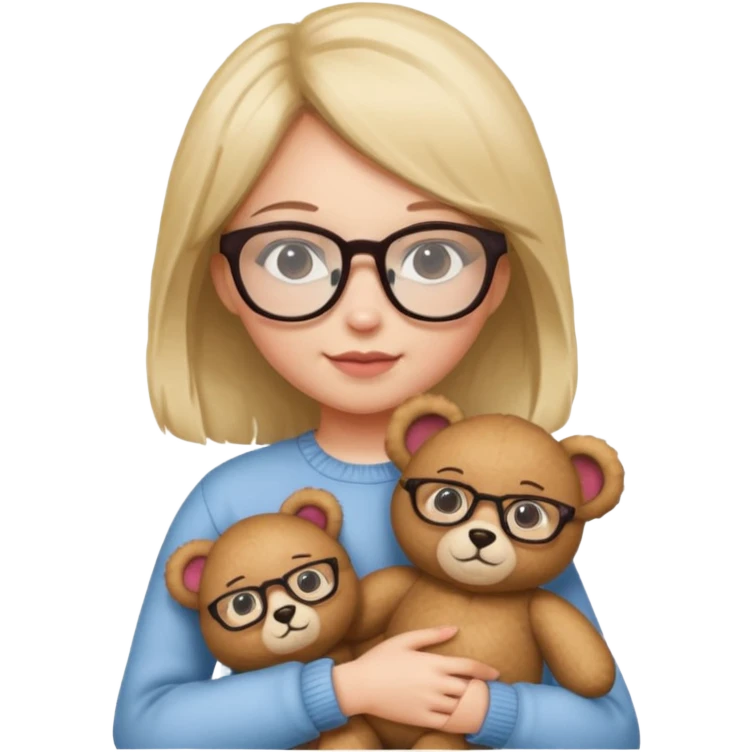 girl wearing glasses with teddy  emoji