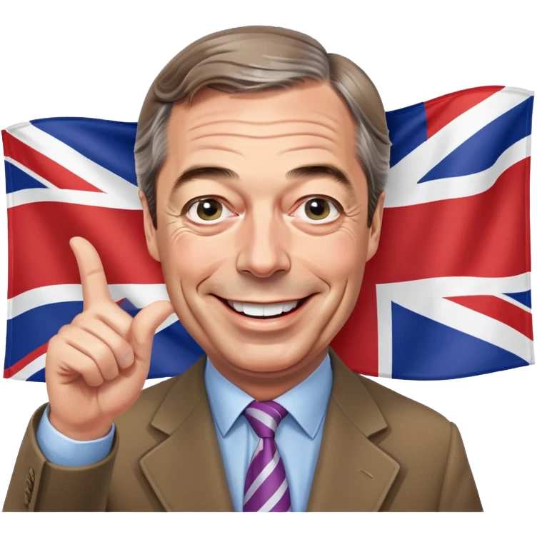 Nigel Farage waving a flag emoji