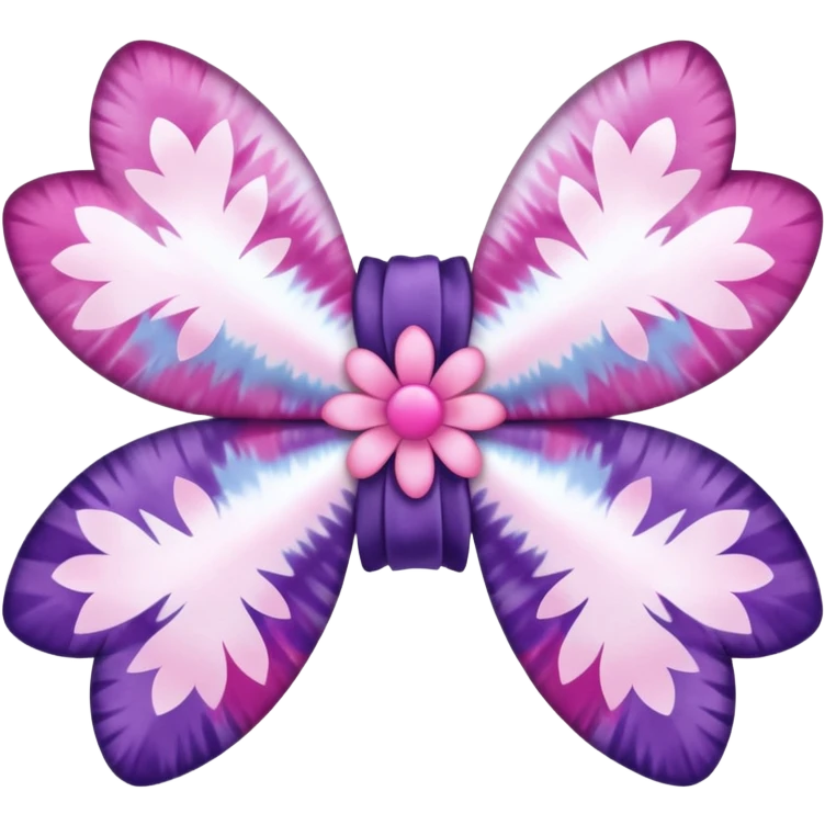 white sakura flower with a bow and tie-dye petals emoji