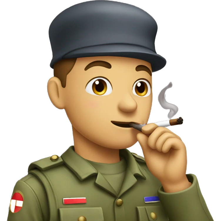 A soldier smoking a prune emoji