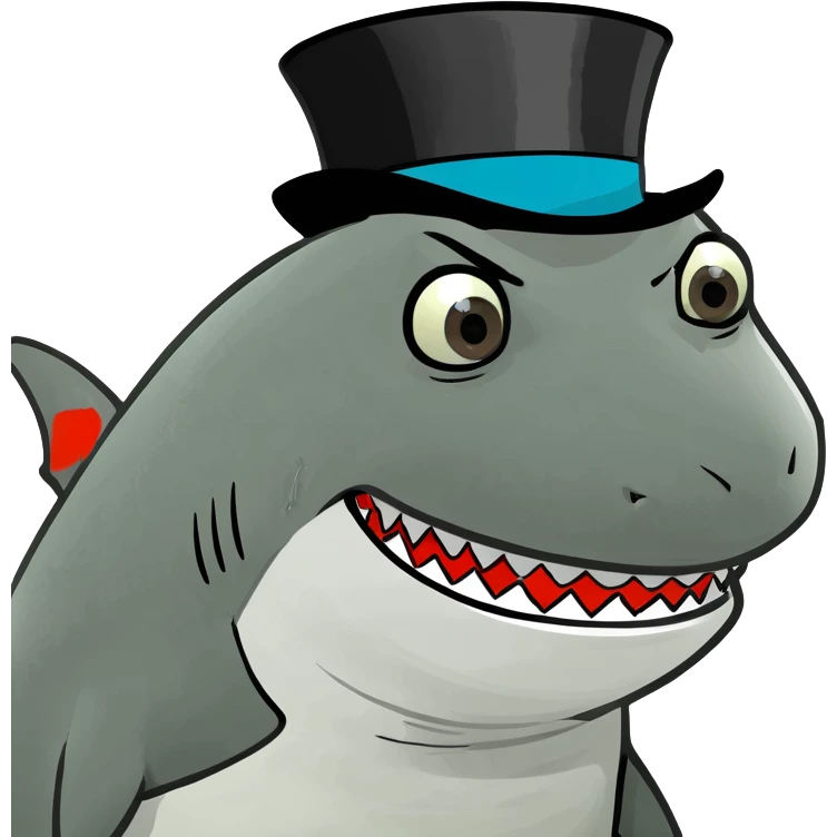 Shark with a top hat emoji