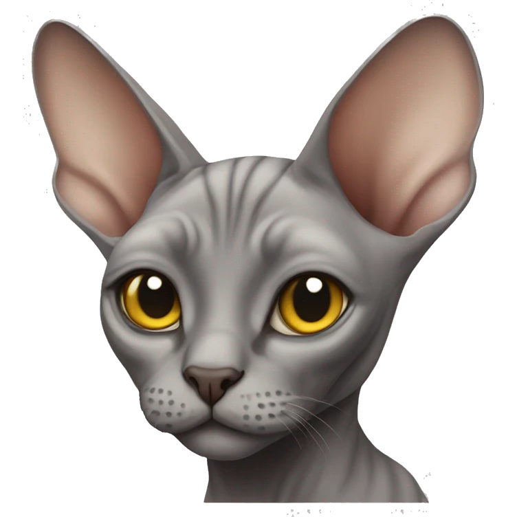 grey sphinx cat with a big belly emoji