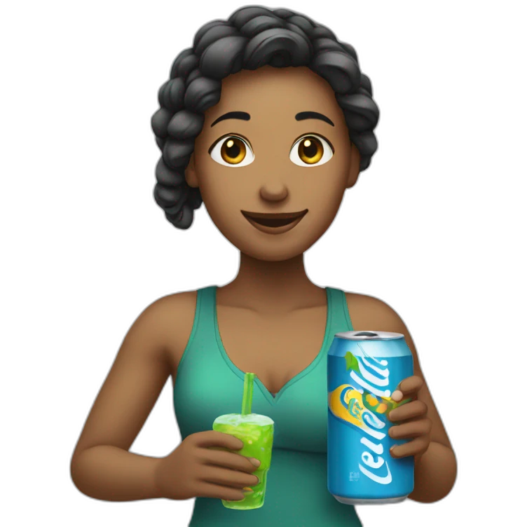 woman smiley holding sprite emoji