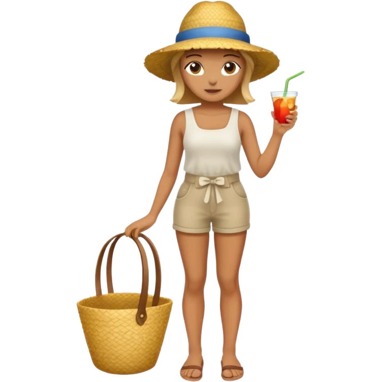 full body woman with straw hat emoji