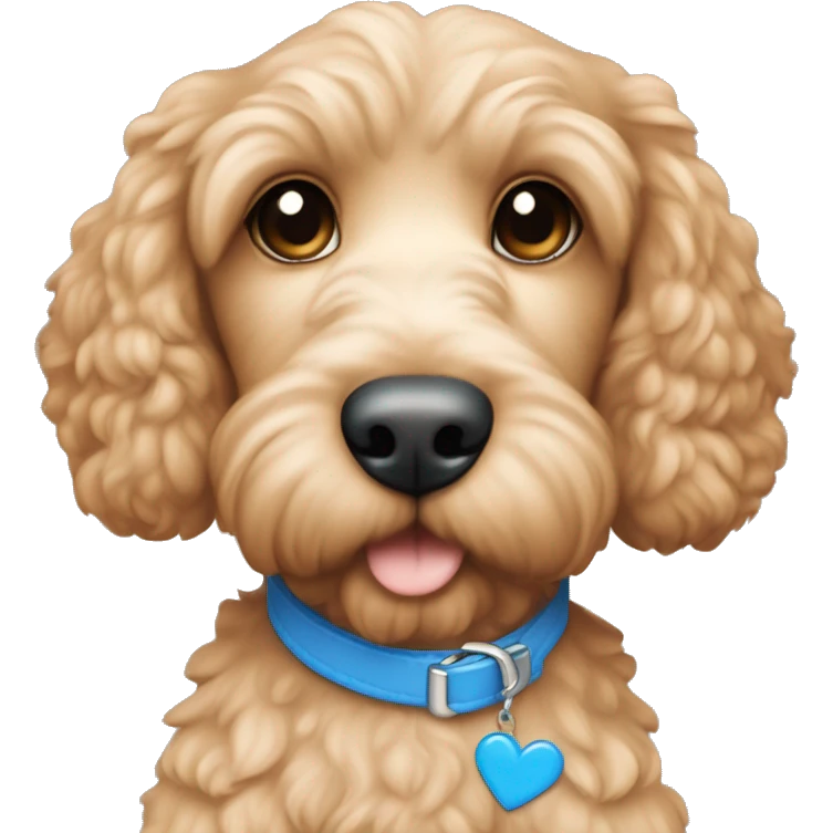 Cute Apricot cockapoo with blue hearts around him emoji