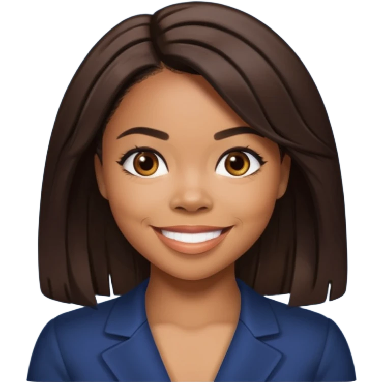 Regina Hall with dark brown hair emoji