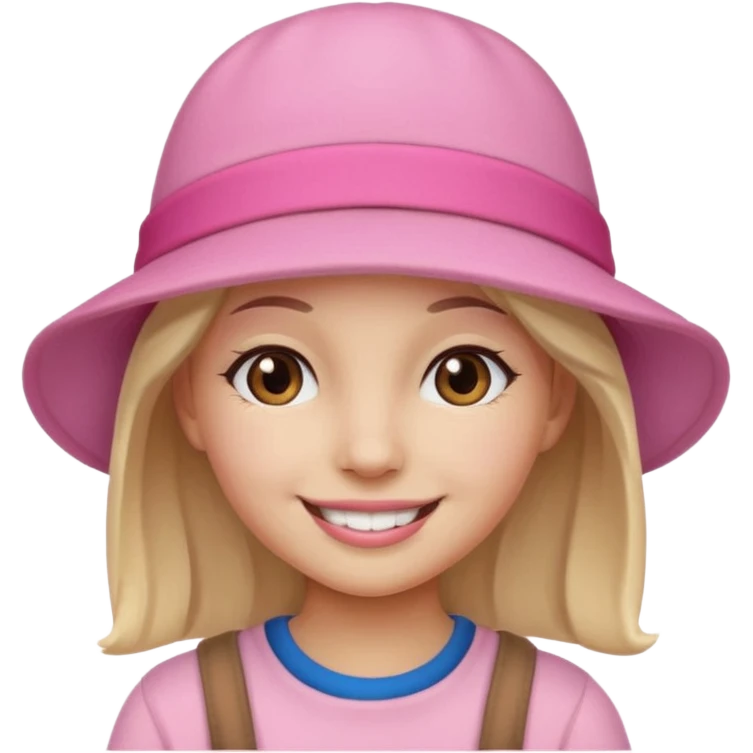 دختر صورتی با کلاه صورتی emoji