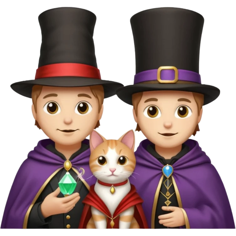 magician couple and their pet cat emoji