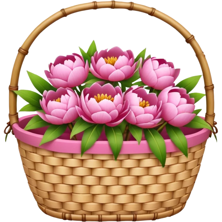 bamboo basket, peony flowers emoji