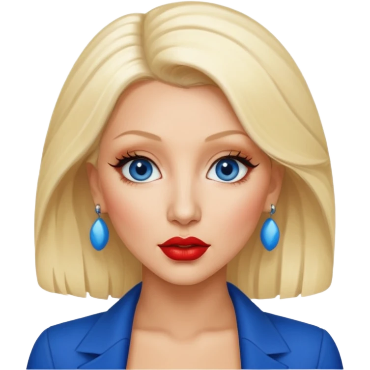 Christina Aguilera blonde hair, blue eyes, red lip emoji