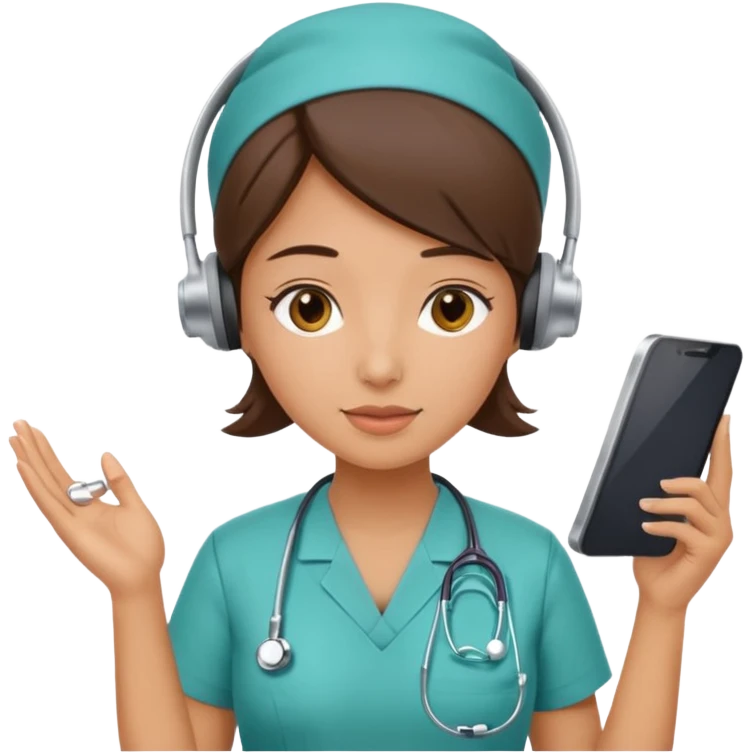 A female office worker who undertakes the work or tasks to respond to the customer's sales request, no head headsets or telephones. Can you add a medical background to better set the context? emoji