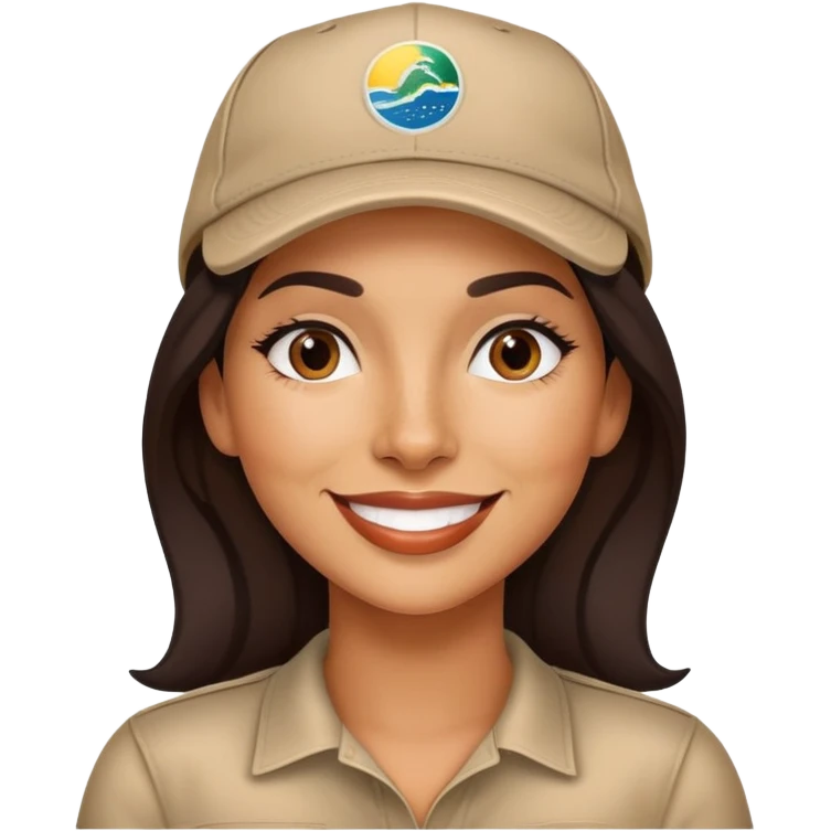 stylish latin-american woman wearing a cap and smiling with a small mole mark on her right chin emoji