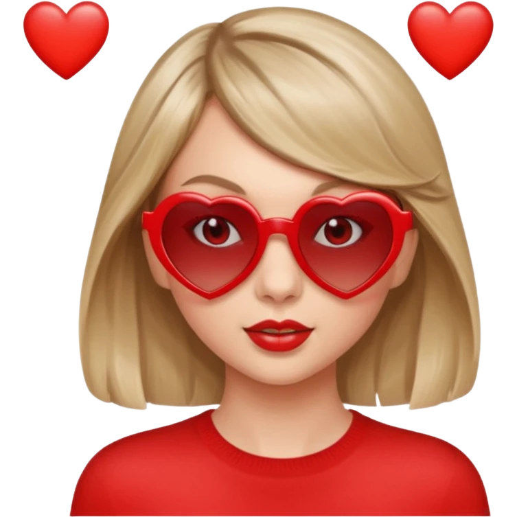 Taylor Swift with red heart shaped sunglasses emoji