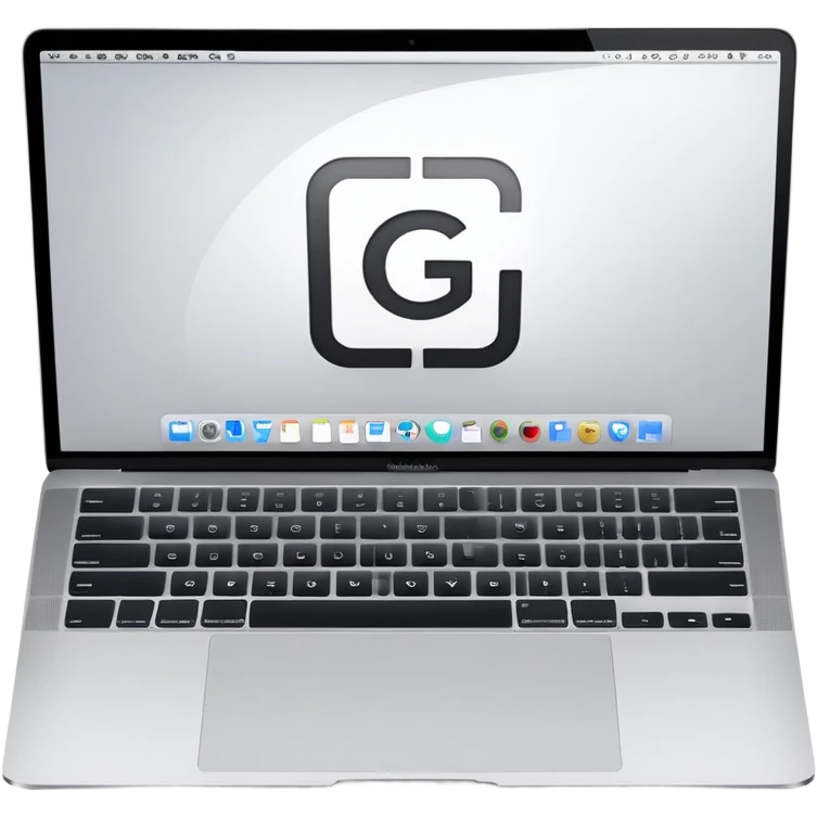a macbook with the word "GG–OFFICE" fullscreen emoji