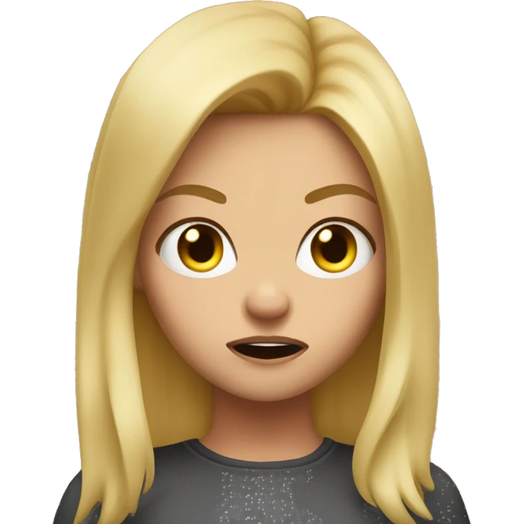 Bratty girl with blond hair making a mean face emoji