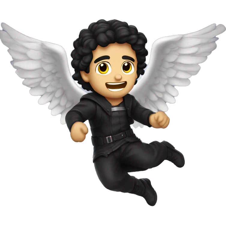 dark angel falling from the sky, caucasian dark haired man emoji