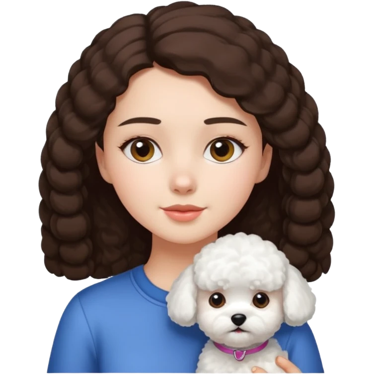 bichon white with brunette girl emoji