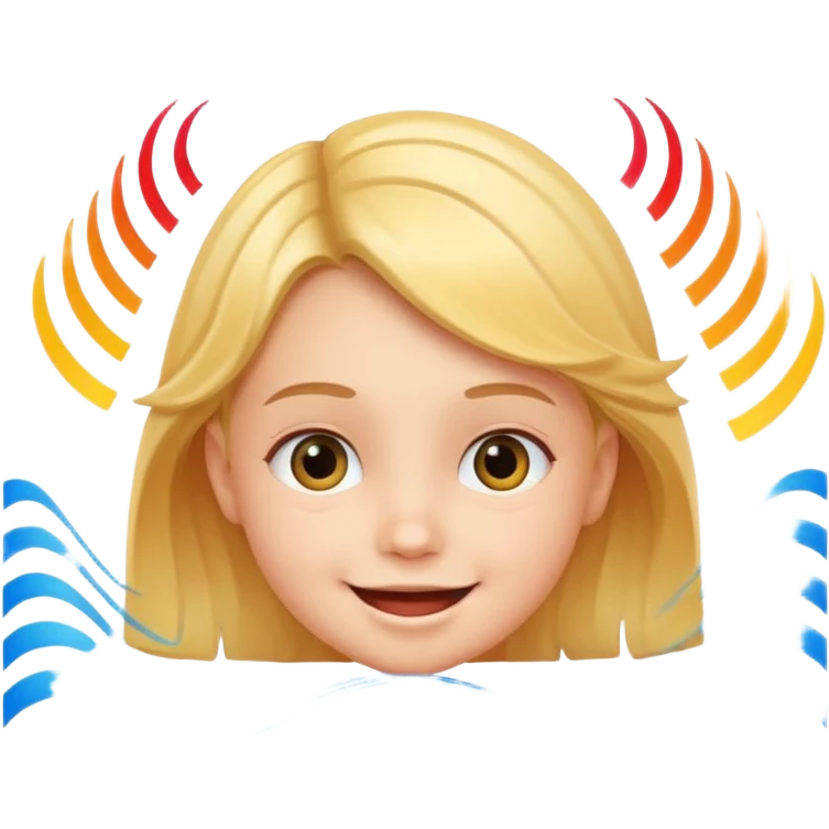 smiling child face with sound waves emoji