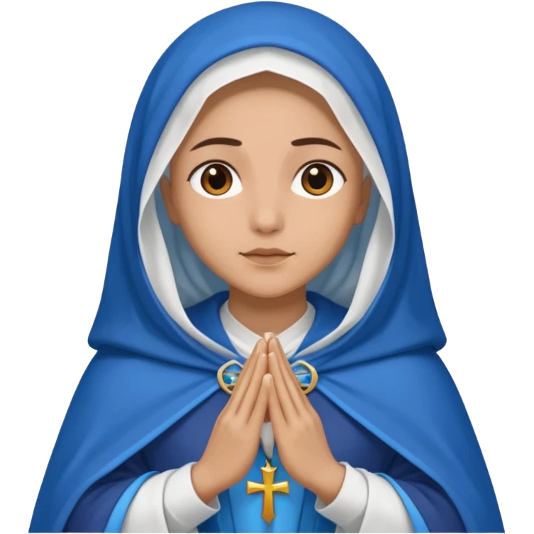 Nossa senhora das graças com AURA, manto azul e vel branco, com mãos postas emoji